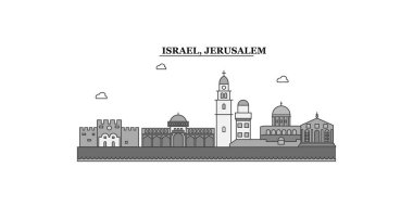 Israel, Jerusalem city isolated skyline vector illustration, travel landmark