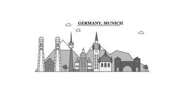 Germany, Munich city isolated skyline vector illustration, travel landmark