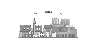 Libya city isolated skyline vector illustration, travel landmark