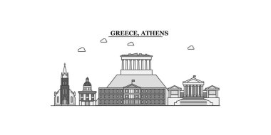 Greece, Athens city isolated skyline vector illustration, travel landmark