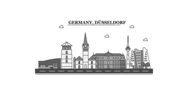 Germany, Dusseldorf city isolated skyline vector illustration, travel landmark