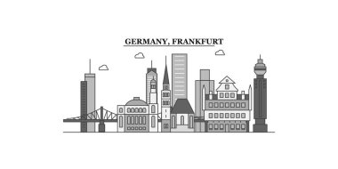 Germany, Frankfurt city isolated skyline vector illustration, travel landmark