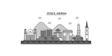 Italy, Genoa city isolated skyline vector illustration, travel landmark