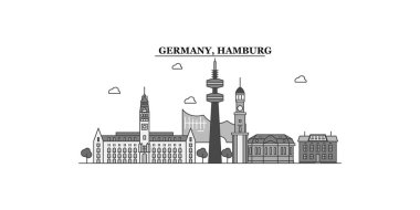 Germany, Hamburg city isolated skyline vector illustration, travel landmark