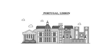 Portugal, Lisbon city isolated skyline vector illustration, travel landmark