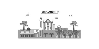 Mozambique city isolated skyline vector illustration, travel landmark