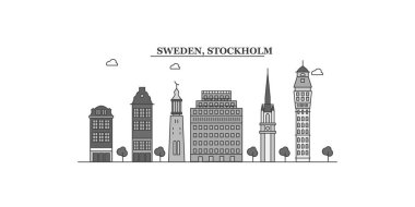 Sweden, Stockholm city isolated skyline vector illustration, travel landmark