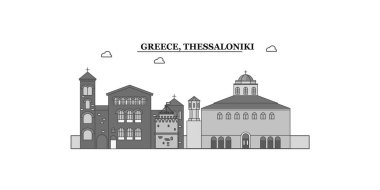 Greece, Thessaloniki city isolated skyline vector illustration, travel landmark