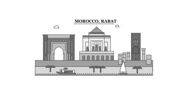 Morocco, Rabat city isolated skyline vector illustration, travel landmark