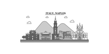 Italy, Naples city isolated skyline vector illustration, travel landmark