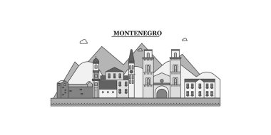 Montenegro city isolated skyline vector illustration, travel landmark