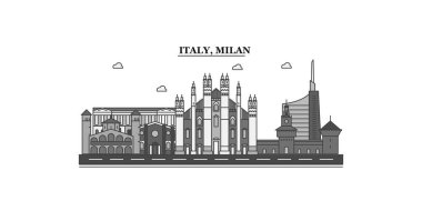 Italy, Milan city isolated skyline vector illustration, travel landmark