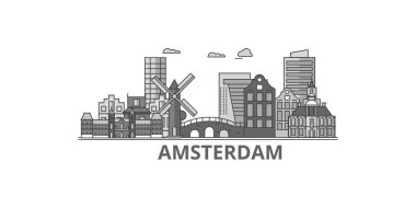 Netherlands, Amsterdam City city isolated skyline vector illustration, travel landmark