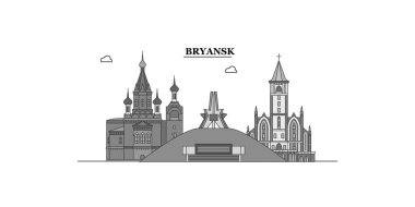 Russia, Bryansk city isolated skyline vector illustration, travel landmark