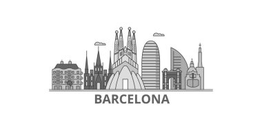 Spain, Barcelona City city isolated skyline vector illustration, travel landmark
