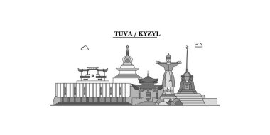 Russia, Kyzyl city isolated skyline vector illustration, travel landmark