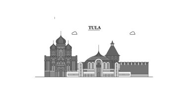 Russia, Tula city isolated skyline vector illustration, travel landmark
