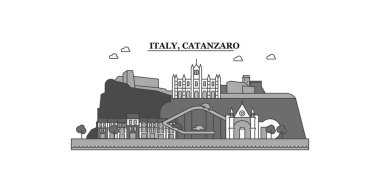 Italy, Catanzaro city isolated skyline vector illustration, travel landmark