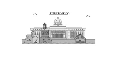 Puerto-Rico city isolated skyline vector illustration, travel landmark