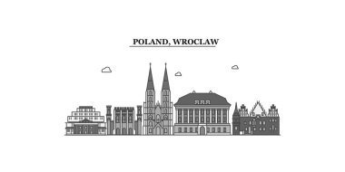 Poland, Wroclaw city isolated skyline vector illustration, travel landmark