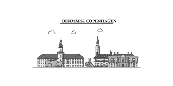 Δανία Πόλη Της Κοπεγχάγης Απομονωμένη Απεικόνιση Φορέα Ορίζοντα Ταξιδιωτικό Ορόσημο — Διανυσματικό Αρχείο