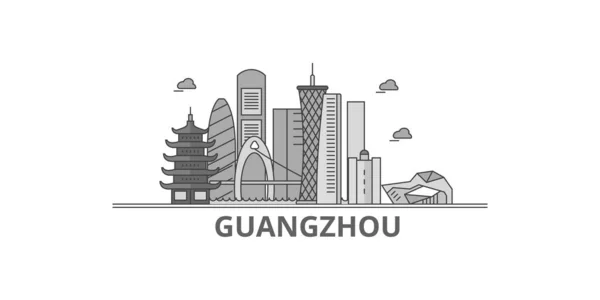 China Guangzhou City City Isolated Skyline Vector Illustration Travel Landmark — Stock Vector