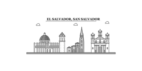 Salvador San Salvador City Isolated Skyline Vector Illustration Travel Landmark — Stock Vector