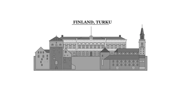 Φινλανδία Turku Πόλη Απομονωμένη Απεικόνιση Φορέα Ορίζοντα Ταξιδιωτικό Ορόσημο — Διανυσματικό Αρχείο