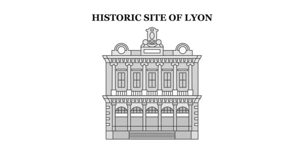France Lyon Landmark City Isolated Skyline Vector Illustration Travel Landmark — Image vectorielle