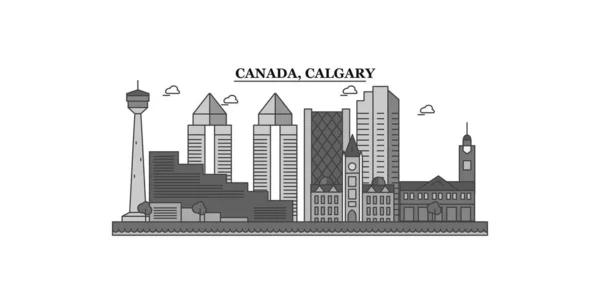 Καναδάς Calgary Πόλη Απομονωμένη Απεικόνιση Φορέα Ορίζοντα Ταξιδιωτικό Ορόσημο — Διανυσματικό Αρχείο