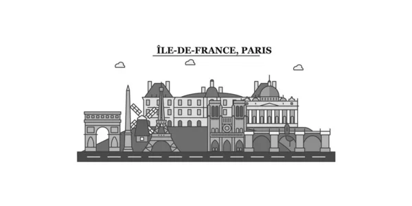 France Paris City Isolated Skyline Vector Illustration Travel Landmark — 图库矢量图片