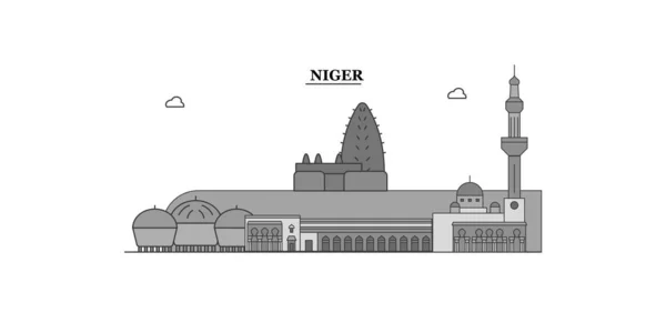 Niger City Isolated Skyline Vector Illustration Travel Landmark — Stock vektor