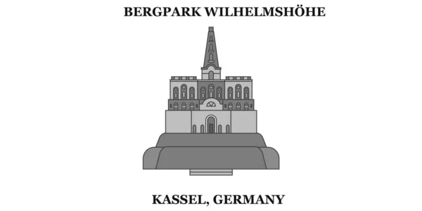 Німеччина Кассель Бергпарк Вільгельмсбохе Місто Ізольоване Векторною Ілюстрацією Горизонту Пам — стоковий вектор