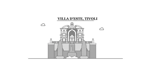 Italy Tivoli Villa Deste City Isolated Skyline Vector Illustration Travel — Vettoriale Stock