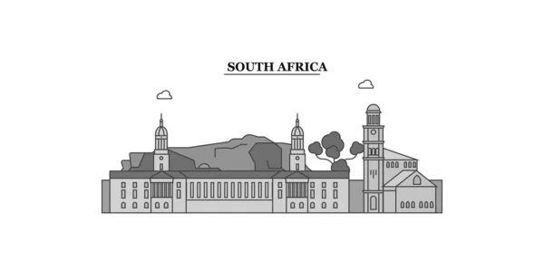 South Africa City Isolated Skyline Vector Illustration Travel Landmark — Vector de stock