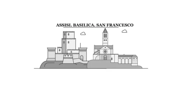 Italy Assisi City Isolated Skyline Vector Illustration Travel Landmark — Image vectorielle