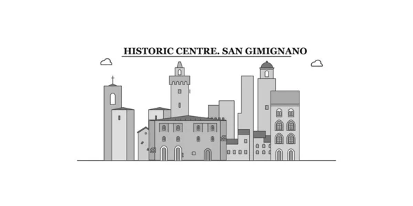 Ιταλία San Gimignano City Πόλη Απομονωμένο Ορίζοντα Διανυσματική Απεικόνιση Ταξίδια — Διανυσματικό Αρχείο
