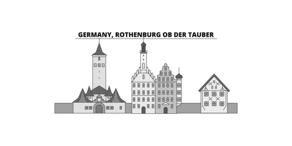 Germany Rothenburg Der Tauber City Isolated Skyline Vector Illustration Travel — Vetor de Stock