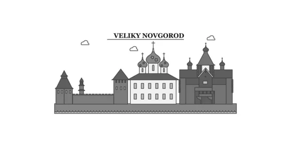 Russia Veliki Novgorod City Isolated Skyline Vector Illustration Travel Landmark — Image vectorielle