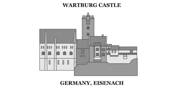 Germany Eisenach Wartburg Castle City Isolated Skyline Vector Illustration Travel — Stockvektor