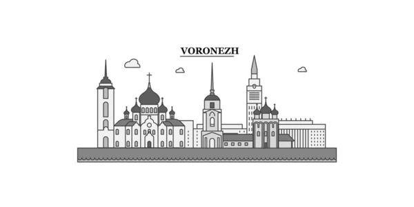 Russia Voronezh City Isolated Skyline Vector Illustration Travel Landmark — Vettoriale Stock