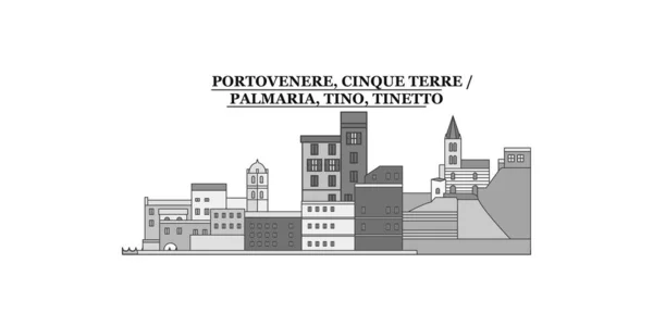 Italy Cinque Terre City Isolated Skyline Vector Illustration Travel Landmark — 图库矢量图片