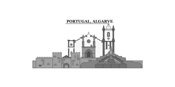 Portugal Algarve City Isolated Skyline Vector Illustration Travel Landmark — Image vectorielle