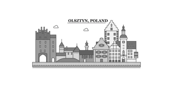 Poland Olsztyn City Isolated Skyline Vector Illustration Travel Landmark — Vector de stock