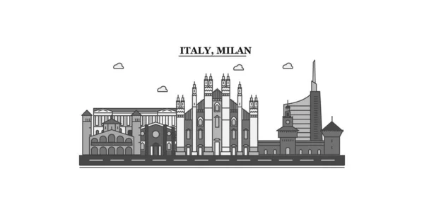 Italy Milan City Isolated Skyline Vector Illustration Travel Landmark — Stock Vector
