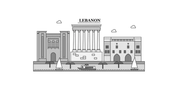 Ливан Изолированные Горизонты Векторные Иллюстрации Путешествия Ориентир — стоковый вектор