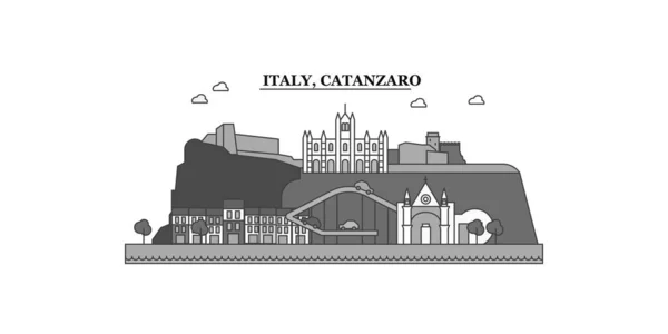 Italy Catanzaro City Isolated Skyline Vector Illustration Travel Landmark — 스톡 벡터