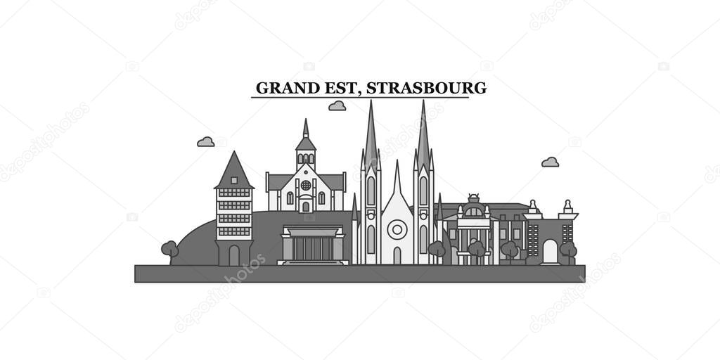 France, Strasbourg city isolated skyline vector illustration, travel landmark