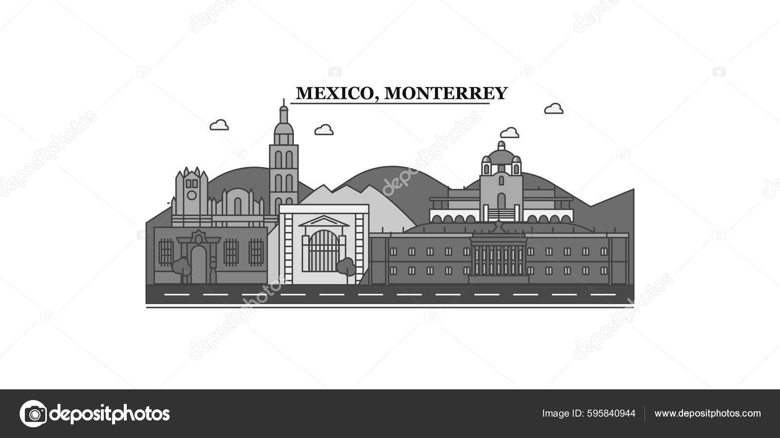 Mexico Monterrey City Isolated Skyline Vector Illustration Travel ...