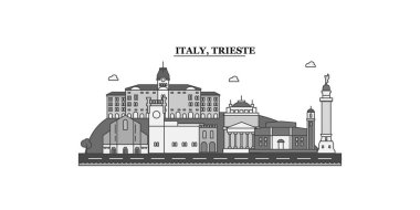 Italy, Trieste city isolated skyline vector illustration, travel landmark